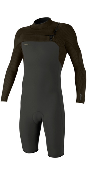 2026 O'Neill Mens Hyperfreak 2mm Chest Zip Long Sleeve Springsuit Wetsuit 5496 - Raven / Army